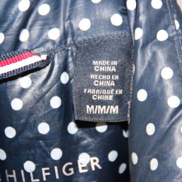TOMMY HILFIGER Women's Polka Dots Puffer Vest Navy and White, Size M Lightweight - Picture 9 of 9